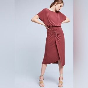 Anthropologie MOULINETTE SOEURS Etta Ruched Midi Dress